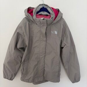 The North Face Girls Hooded Rain Jacket Gray Sz 7/8 Waterproof Shell*L20